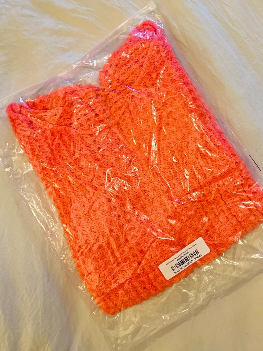 NWT Rebel Raven Neon coral open knit crochet tunic blouse - Picture 7 of 12